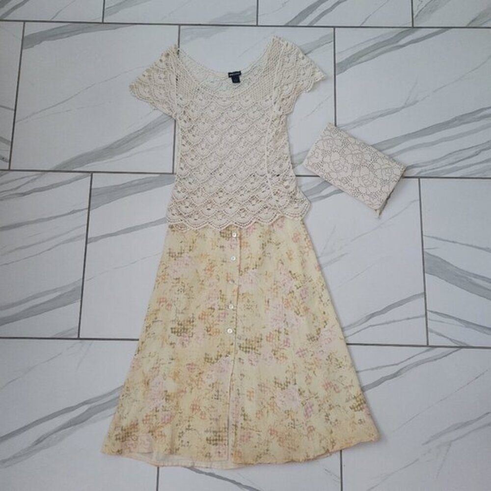 Vintage Cottage Core‎ Fairycore Floral Pastel skirt size 6